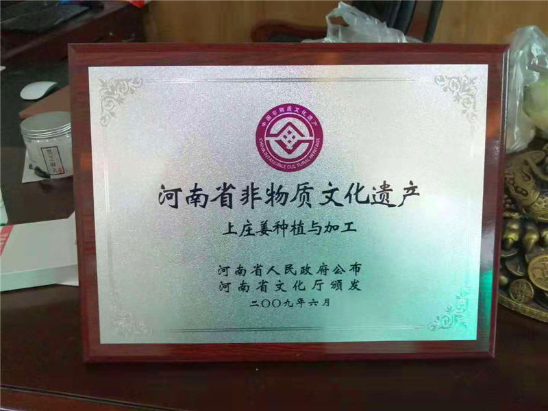 河南省非物質(zhì)文化遺產(chǎn)證書